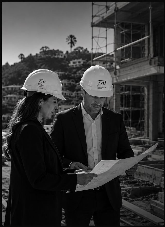 770 team reviewing plans on site